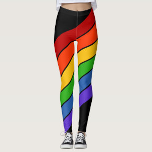 Pridet Regnbåge svart diagonalt, randat Leggings
