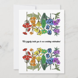 Pridet Regnbåge Vintagen Flower Bröllop Inbjudningar