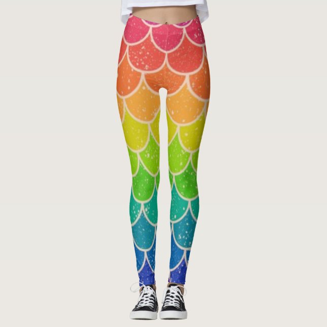 Pridet Regnbågfiskar/Dragon/Dino Scales Leggings (Framsida)