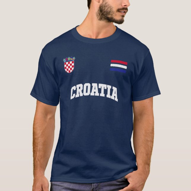 Pridet Retro Kroatiens Flagga Hrvatska T Shirt (Framsida)