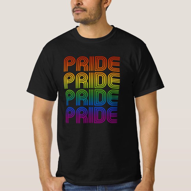 Pridet Retro Rainbow T Shirt (Framsida)