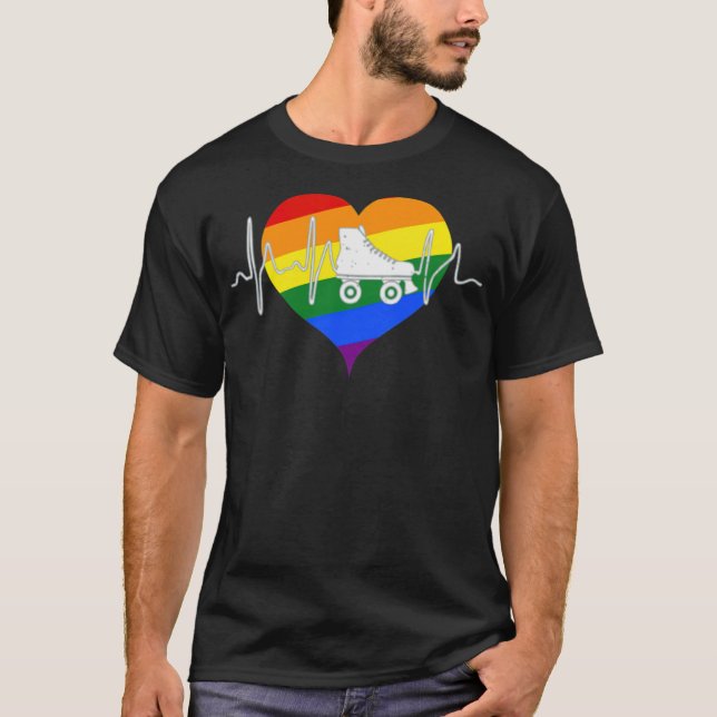 Pridet Roller Skate LGBT T Shirt (Framsida)