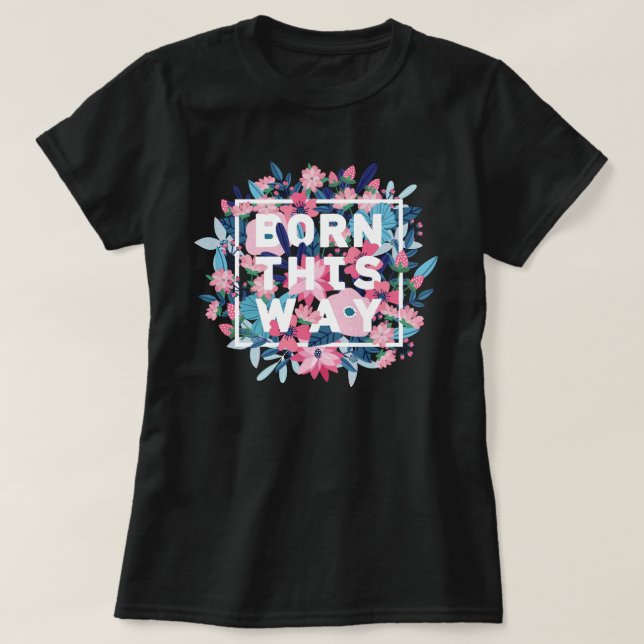 Pridet Rosa White Blue Blommigt Trans T Shirt (Design framsida)
