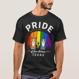 Pridet San Antonio City Texas USA Rainbow Flagga T Shirt