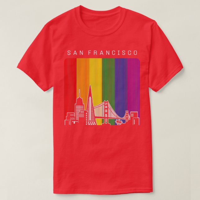 Pridet San Francisco LGBT Rainbow Flagga T Shirt (Design framsida)