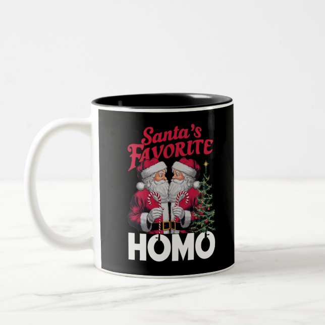 Pridet Santas Favorite Homo Gay jul HGBTQ Två-Tonad Mugg (Vänster)