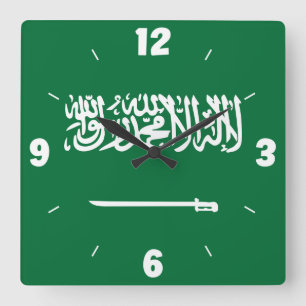 Pridet Saudiarabien Flagga Numbers Grönt White Swo Fyrkantig Klocka