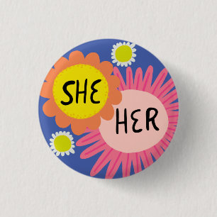 PRIDET SHE/HER Pronouns Flowers Handletted Knapp