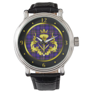 Pridet Skottland Tartan w/Golden Thistle Armbandsur