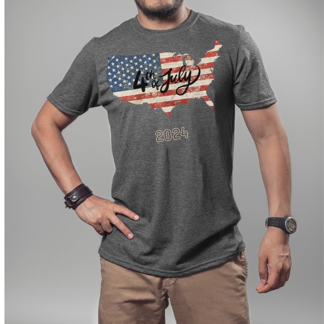 Pridet Stars och stripes USA i den 4 juli T Shirt (Skapare uppladdad)