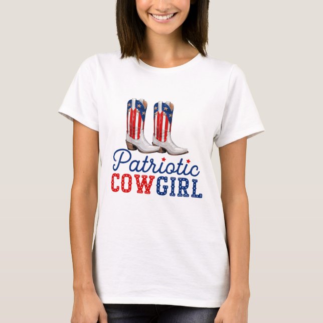 Pridet Stars Rand Cowgirl Boots T Shirt (Framsida)