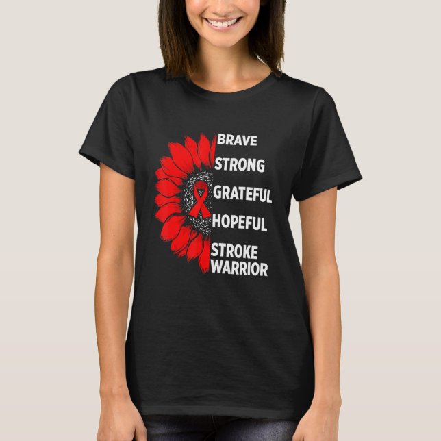 Pridet Stroke Awareness Survivor Strong Warrior 1 T Shirt (Framsida)