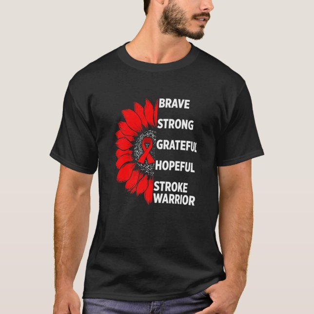 Pridet Stroke Awareness Survivor Strong Warrior 1 T Shirt (Framsida)