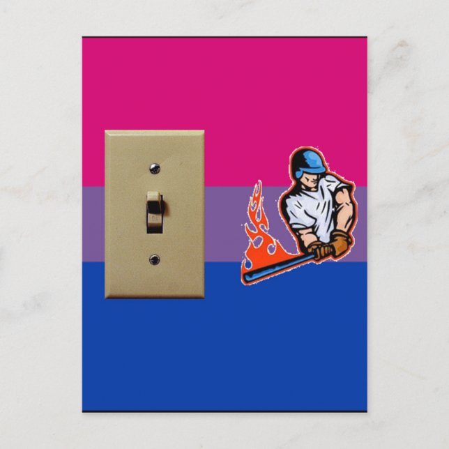pridet "Switch Hitter" Bisexual Vykort (Framsida)