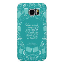 Pridet Teal Blommigt & Prejudice Bookish Quote