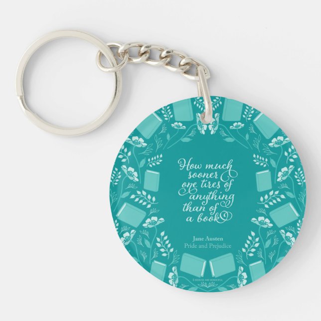 Pridet Teal Blommigt & Prejudice Bookish Quote (Framsidan)