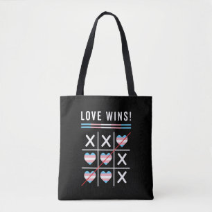 Pridet Tic Tac Toe Kärlek Wins HGBTQ Transgender Tygkasse