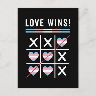 Pridet Tic Tac Toe Kärlek Wins HGBTQ Transgender Vykort