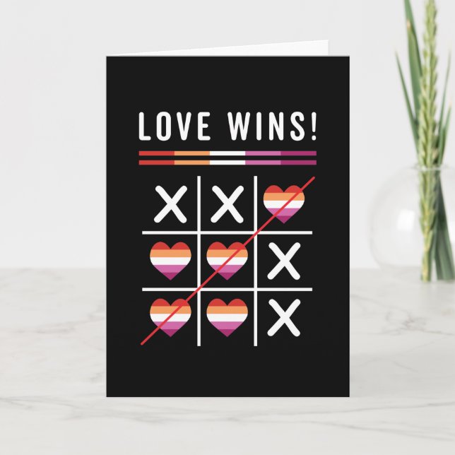 Pridet Tic Tac Toe Kärlek Wins LGBTQ Lesbisk Kort (Framsida)