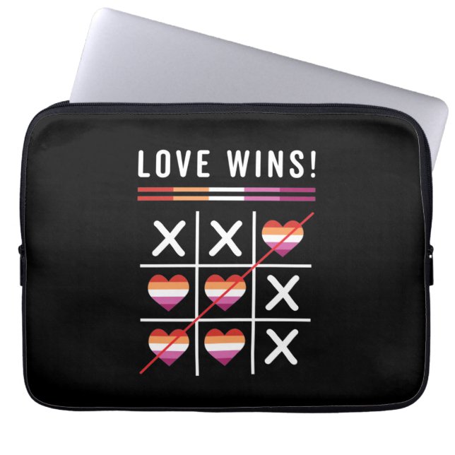 Pridet Tic Tac Toe Kärlek Wins LGBTQ Lesbisk Laptop Fodral (Framsidan)
