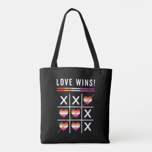Pridet Tic Tac Toe Kärlek Wins LGBTQ Lesbisk Tygkasse