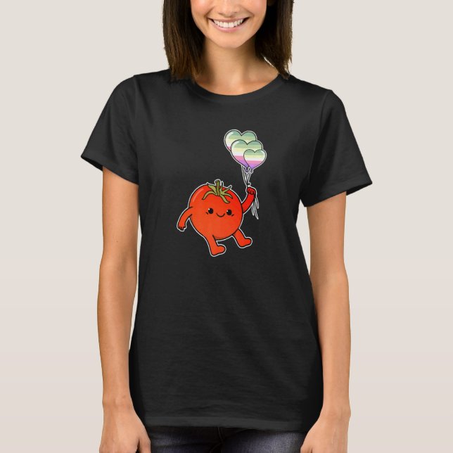 Pridet Tomato Balloon Genderfae T Shirt (Framsida)