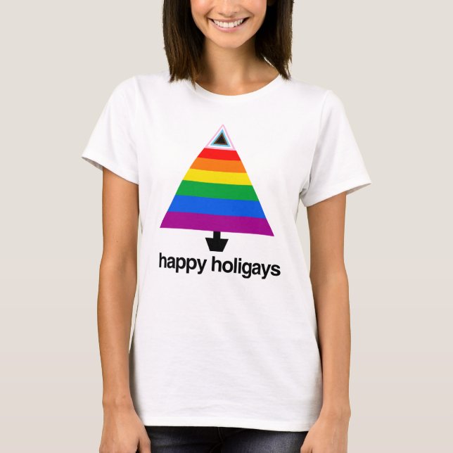 Pridet Träd i  Lycklig Holigays T Shirt (Framsida)