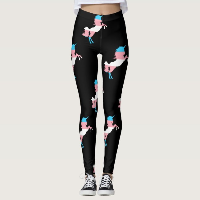 Pridet Transgender HBT Unicorn Rand Leggings (Framsida)