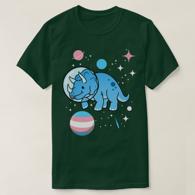 Pridet Triceratops Astronaut Trans T Shirt (Design framsida)