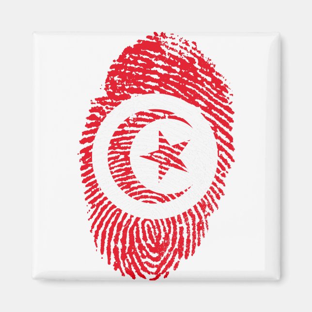 Pridet Tunisien Flagga Fingerprint Land Magnet (Framsidan)