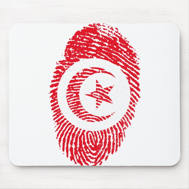 Pridet Tunisien Flagga Fingerprint Land Musmatta (Framsidan)