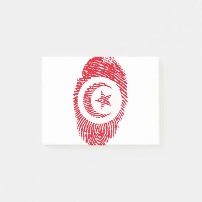 Pridet Tunisien Flagga Fingerprint Land Post-it Block (Framsida)