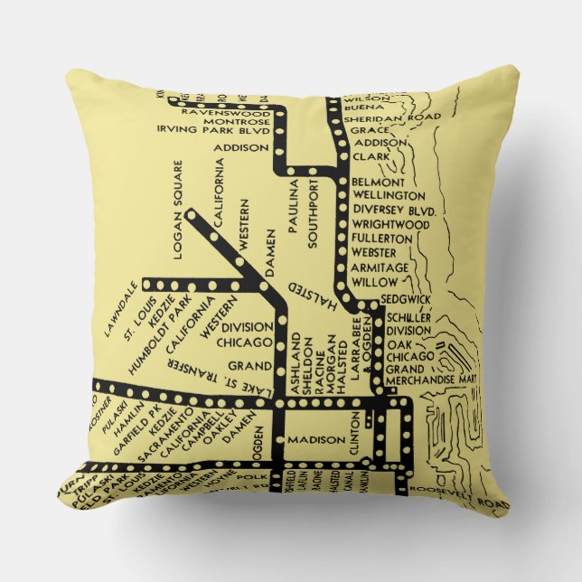 Pridet Tunnelbanan Tåg Stops Vintage Kudde (Framsida)