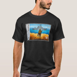 Pridet Ukraina Postage Frimärke Flagga T Shirt