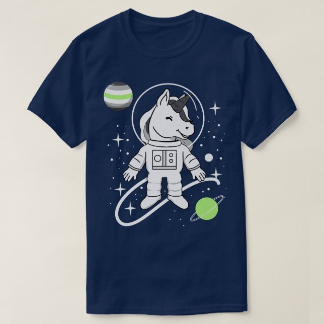 Pridet Unicorn Astronaut Agender T Shirt (Design framsida)