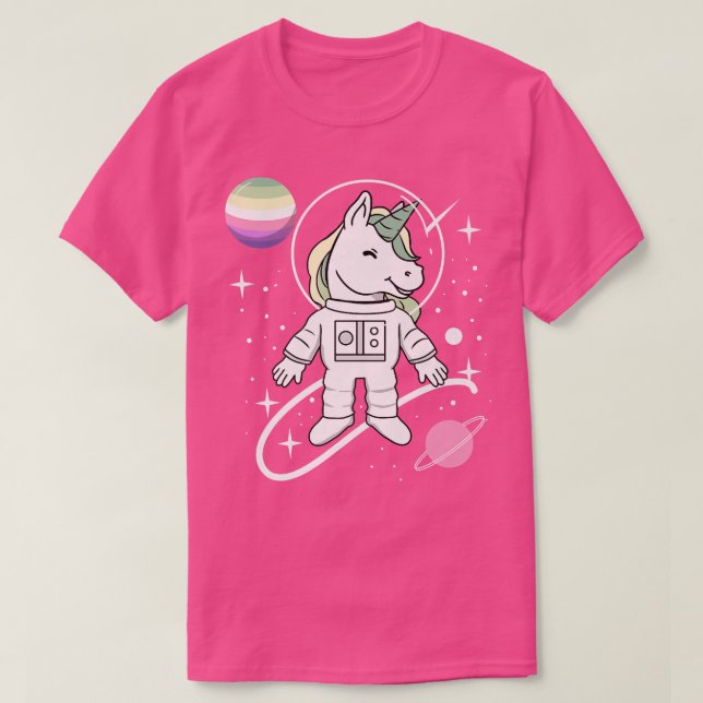 Pridet Unicorn Astronaut Genderfae T Shirt (Design framsida)