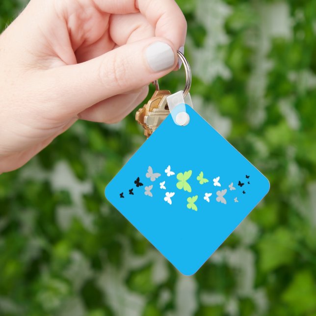 Pridet Vacker Butterfly Agender Nyckelring (Hand)