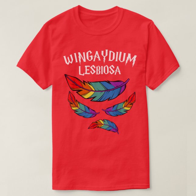Pridet Wingaydium Lesbiosa Rainbow LGBT Gay Lesbis T Shirt (Design framsida)