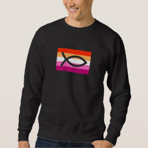 Pridet Womens Christian Ally Jesus Fish Gay Lesbis Lång Ärmad Tröja