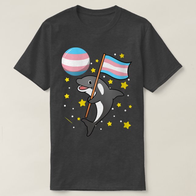 Pridet Womens Orca in Space Trans VNeck  T Shirt (Design framsida)