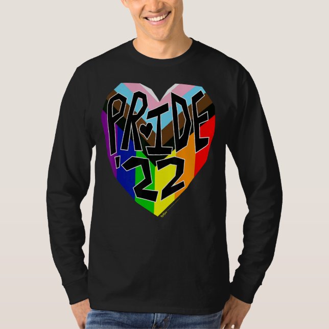 Pridets 22 Progress Gay pride Regnbåge Ord design T Shirt (Framsida)
