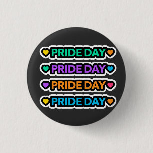 Pridets dag. HBT+Pride. Regnbåge hjärtat. Knapp