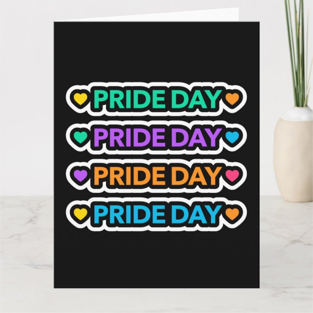Pridets dag. HBT+Pride. Regnbåge hjärtat. Kort (Framsida)