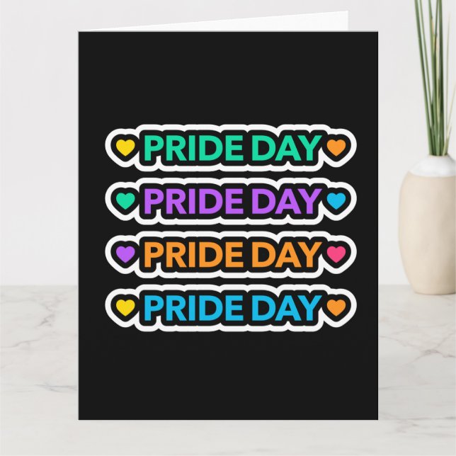 Pridets dag. HBT+Pride. Regnbåge hjärtat. Kort (Framsida)