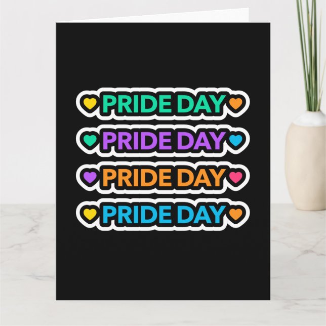 Pridets dag. HBT+Pride. Regnbåge hjärtat. Kort (Framsida)