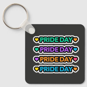 Pridets dag. HBT+Pride. Regnbåge hjärtat. Nyckelring