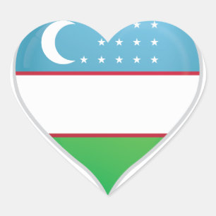 Pridets hjärtdekalk för Uzbekistan kärlek Hjärtformat Klistermärke