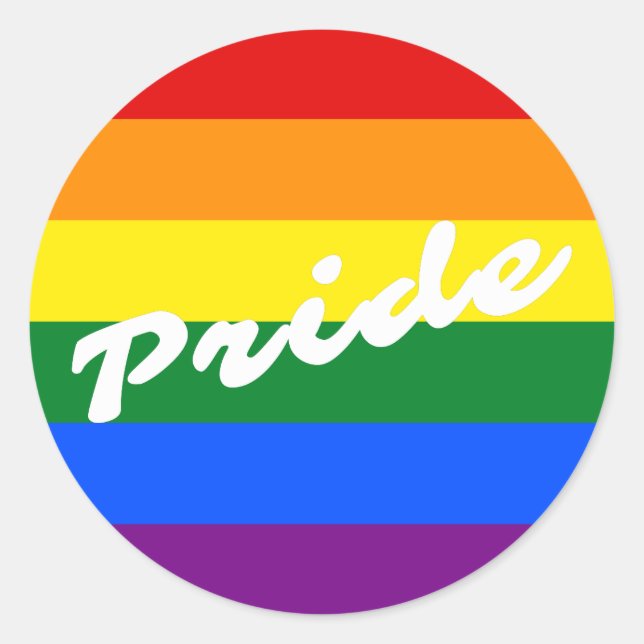 Pridets Logotyp LGBT 6-Rand Regnbåge Gay pride Fla Runt Klistermärke (Framsida)