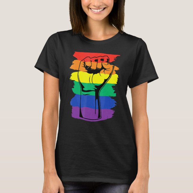 Pridets månads merch Lgbt Rainbow Fist Lgbtq Gay P T Shirt (Framsida)
