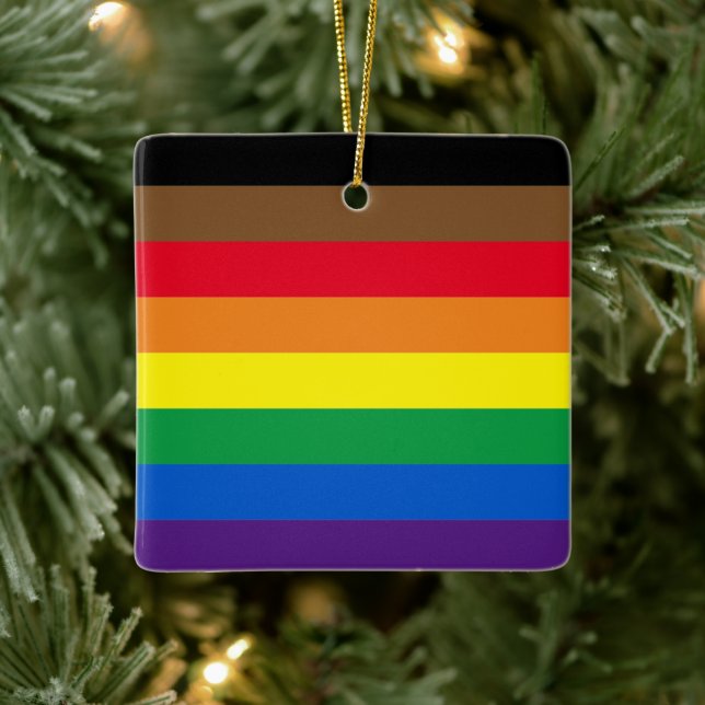 Pridets mångfald bland homosexuella flagga julgransprydnad keramik (Träd)